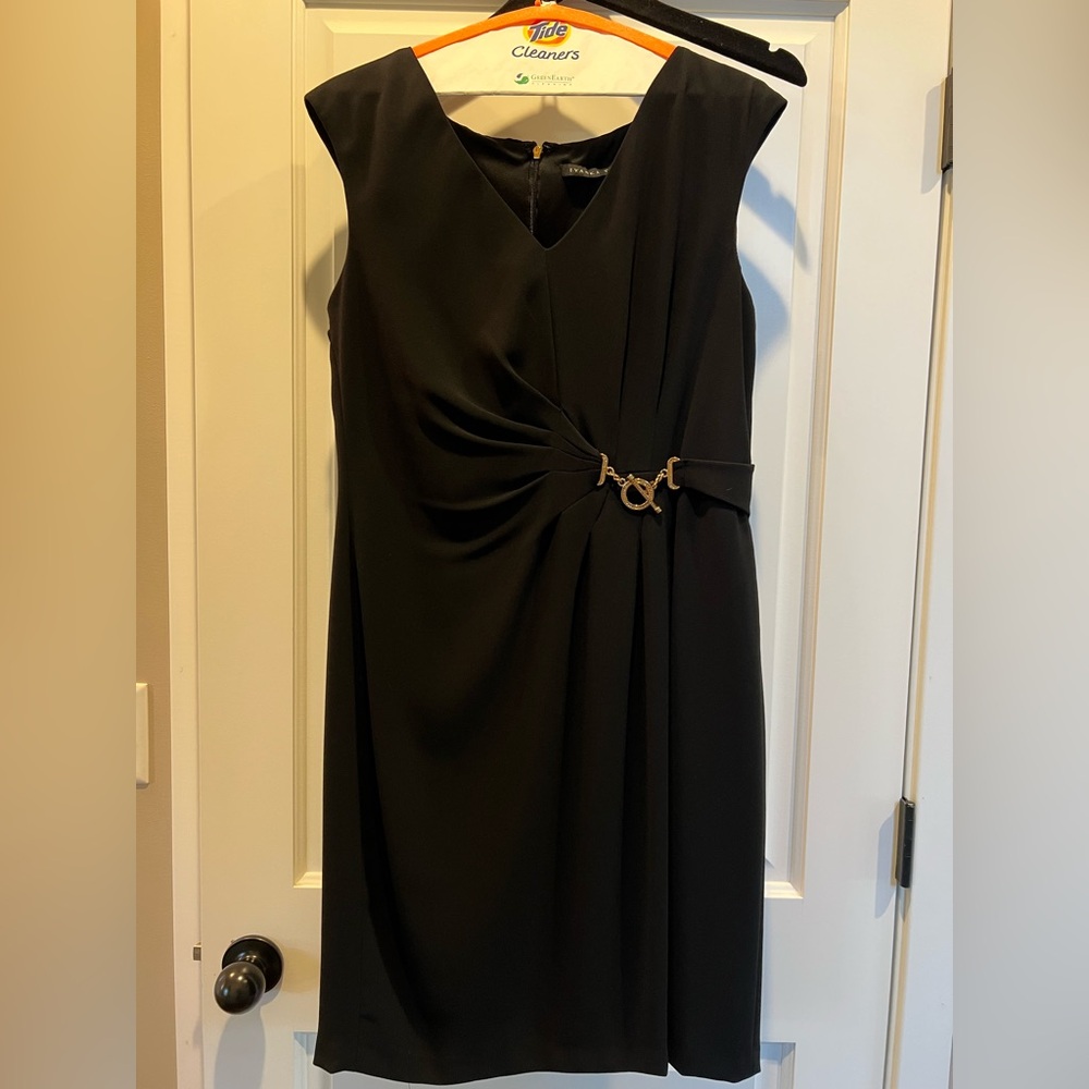 Ivanka Trump Black Midi Dress with Gold Accent - Picture 4 of 9